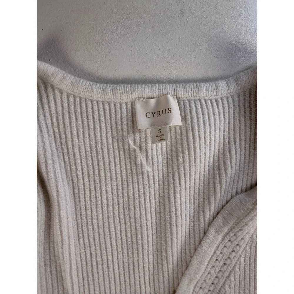 Cyrus Ribbed Cardigan Women S Cream Y2K Minimalist Button Front V-Neck Sweater